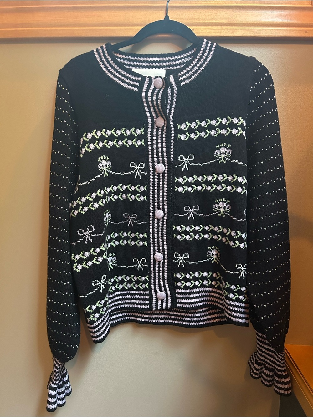 &Merci Bow Affair Ruffle Sleeve Sweater - Black - Picture 2 of 5